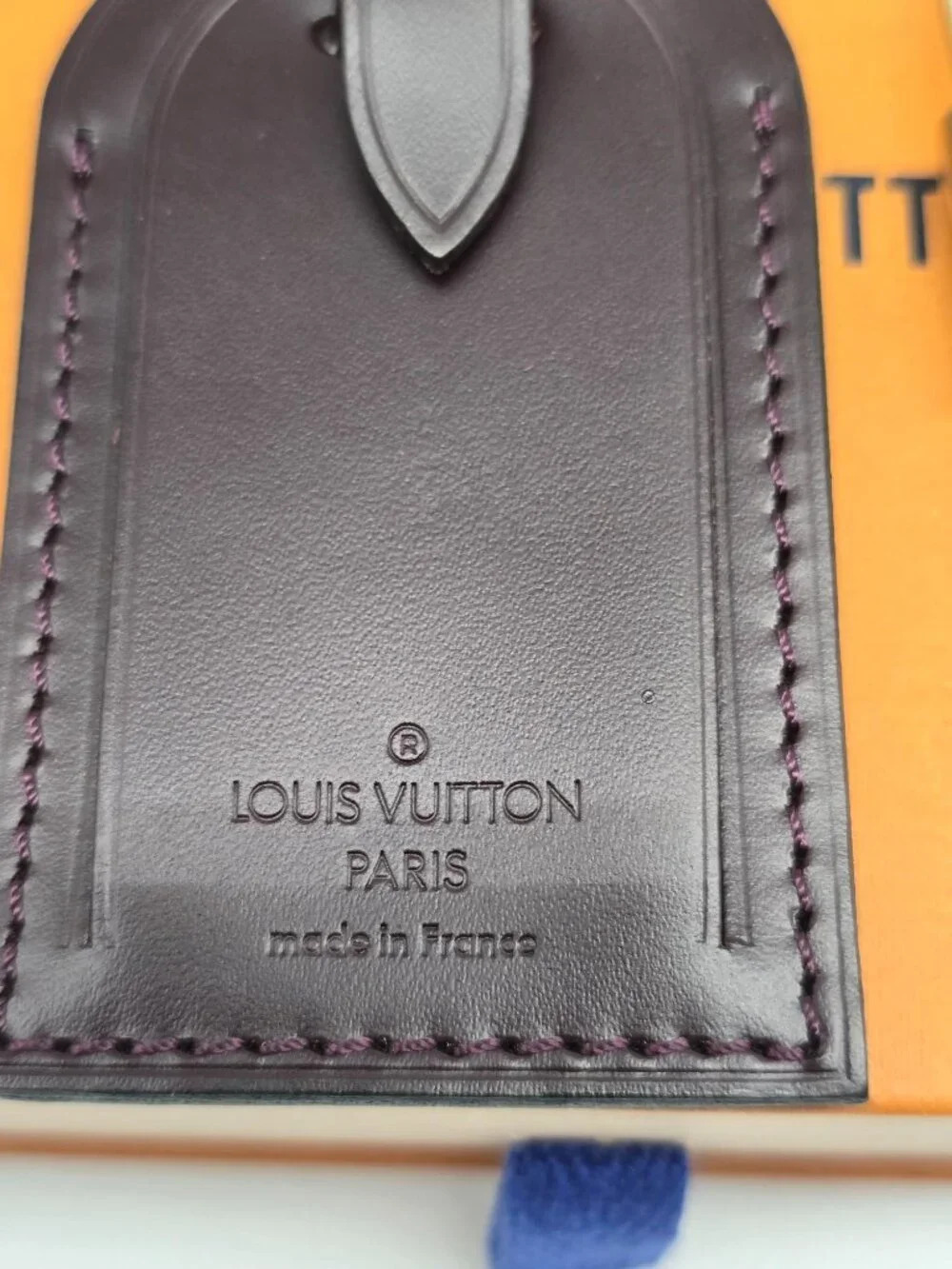 Authentic Louis Vuitton Brown Luggage Tag Gold LV Padlock Key & Box